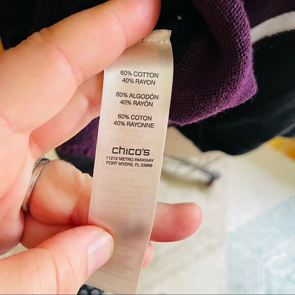 EASYWEAR BY CHICO’S | purple black white open cardigan 0 - Picture 4 of 10